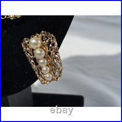 Napier Gold Tone Pearl Statement Necklace & Clip On Earrings Set Vintage withbox Napier Gold Tone Pearl Statement Necklace & Clip On Earrings Set Vintage withbox