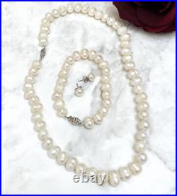 Natural Cultured Pearl Necklace Bracelet Earring SET Baroque Pearls SET women Natural Cultured Pearl Necklace Bracelet Earring SET Baroque Pearls SET women