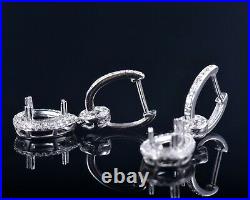 Natural Diamond Semi Mount Drop Earrings Setting Pear Cut 7×5mm 14K White Gold