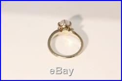 Natural Pearl Ring Set in 14k white gold- 6.5-7mm Pearl- Retro 1940s- Vintage