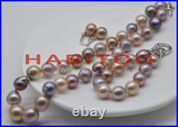 Natural Rare multicolor 12-14mm Kasumi Pearl Necklace 18 Bracelet Earrings