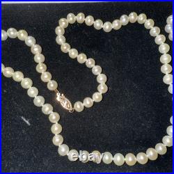 Necklace Bracelet Set Cultured Pearl 14k Gold 6mm Vintage Set