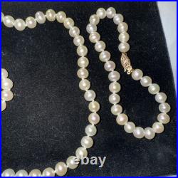 Necklace Bracelet Set Cultured Pearl 14k Gold 6mm Vintage Set