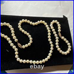 Necklace Bracelet Set Cultured Pearl 14k Gold 6mm Vintage Set