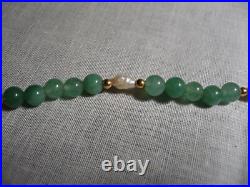Necklace and Bracelet Set 14 Kt Gold, Freshwater Pearls, and Green Aventurine