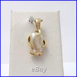 New 14k Gold Baroque Pearl Omega Back Earrings and Pendant Set 6.2gr