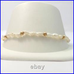 New 14k Gold Freshwater Pearl Necklace Bangle Bracelet Dangle Earrings Set