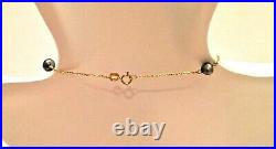 New Cultured Grey Freshwater Pearl 16 Station Necklace Set in 14k Yellow Gold
