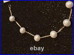 New! Effy 14k Gold &freshwater Pearl Station Necklace And Bracelet Set/ $790