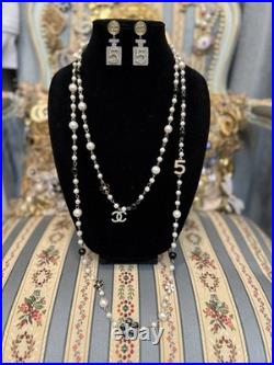 New Faux Pearl Camellia Flower Long Necklaces With Earrings