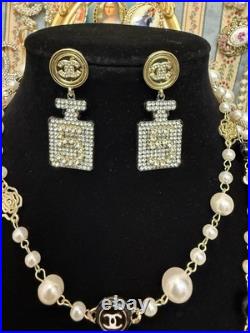 New Faux Pearl Camellia Flower Long Necklaces With Earrings