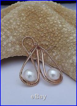 New Honora 14kt Gold 8mm Cultured Pearl In Rose Gold Twisted Cage Setting New
