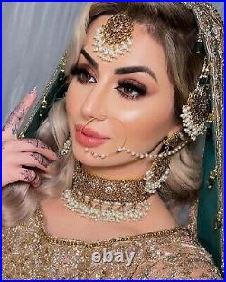 New Indian Pakistani Bridal Jewellery Set Choker Mala Earrings Jhummar Tikka UK