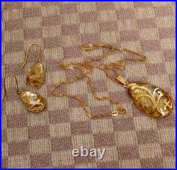 New Large Yellow Gold Gemstone Drop Necklace/earring Set New Large Yellow Gold Gemstone Drop Necklace/earring Set