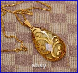 New Large Yellow Gold Gemstone Drop Necklace/earring Set