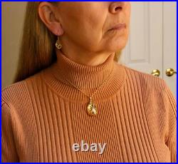 New Large Yellow Gold Gemstone Drop Necklace/earring Set