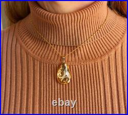 New Large Yellow Gold Gemstone Drop Necklace/earring Set