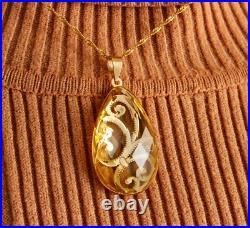 New Large Yellow Gold Gemstone Drop Necklace/earring Set