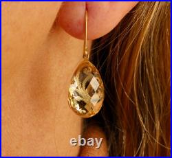 New Large Yellow Gold Gemstone Drop Necklace/earring Set