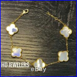 New Trendy Gold Jewelry Set Mother Of Pearl S925 Silver Four Leaf Clover Flower