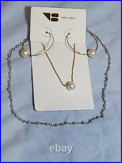 Nikki Smith Freshwater Pearl Jewelry Set Earrings Necklace Choker Simple Chic