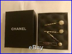 Nwt Chanel 12p Collector's Item Pearl Gold CC Logo Hair Pin Set Of 3 New In Box