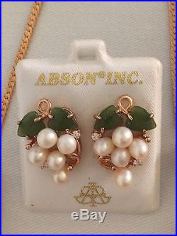 Original Abson Inc Pearls Emerals Necklace/Bracelet/Earring set Abson Inc Withbox
