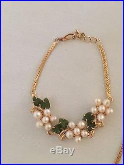 Original Abson Inc Pearls Emerals Necklace/Bracelet/Earring set Abson Inc Withbox