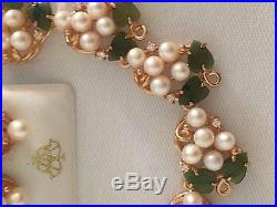 Original Abson Inc Pearls Emerals Necklace/Bracelet/Earring set Abson Inc Withbox