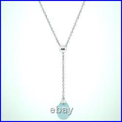 Original Tiffany & Co White Gold Natural Aquamarine Drop Earring and Pendant Set