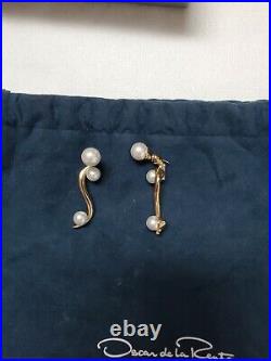Oscar de la renta Gold Plated Faux Pearls Swirl Octopus necklace and Earring set
