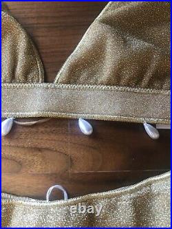 Oseree Lumiere Faux Pearl Embellished Glitter Bikini Set Top S Bottom M Swimwear