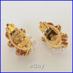 Otsuki Pearl Diamond 18K Earrings & Brooch set 0.04ct Gold Decorations