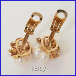 Otsuki Pearl Diamond 18K Earrings & Brooch set 0.04ct Gold Decorations