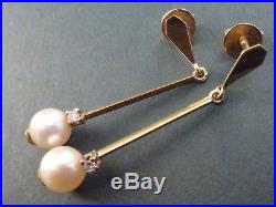 PAIR OF 18ct GOLD, DIAMOND AND PEARL SET DROP EARRINGS