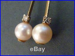 PAIR OF 18ct GOLD, DIAMOND AND PEARL SET DROP EARRINGS