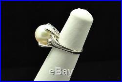 PLATINUM RING WITH LARGE PEARL With INTRICATE SETTING ACCENTED BY DIAMOND GOLD 510