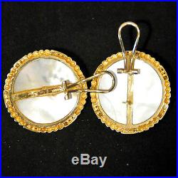 Pair Blister Pearl Mabe Earrings, set in Gold and Diamonds, Pierced Ears