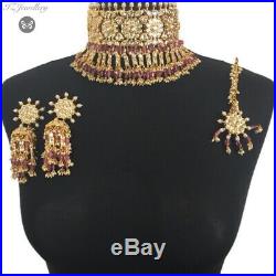 Pakistani bridal jewellery set Indian Asian Wedding Pearl Golden Dulhan Anushka