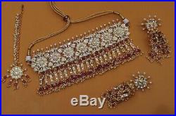 Pakistani bridal jewellery set Indian Asian Wedding Pearl Golden Dulhan Anushka