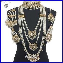 Pakistani bridal jewellery set Indian Asian Wedding Pearl Golden Dulhan Necklace