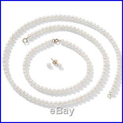 PalmBeach Jewelry Cultured Freshwater Pearl 3-Piece Set 14k Gold Accents 18