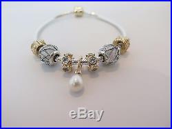 Pandora 2 Tone Diamond & Pearl Perfection with Gold Bracelet Gift Set 590702HG