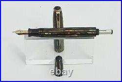 Parker Striped Duofold 1941 Vacumatic Green Black Pearl Set Speedline Restored