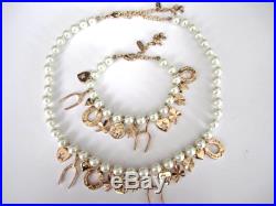 Paul Smith Pearl &lucky Gold Charms Necklace & Bracelet Set & Bunny New & Boxed