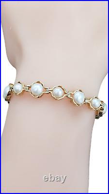 Pearl Bracelet set in 14-Karat Yellow Gold 7.5 inches