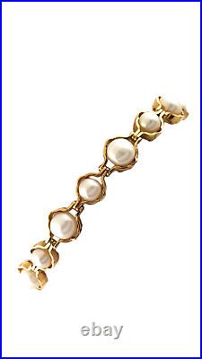 Pearl Bracelet set in 14-Karat Yellow Gold 7.5 inches