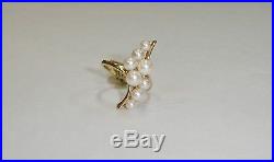 Pearl Cluster Ring Set In 14k Yellow Gold Size 5.25 N525-p