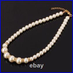 Pearl & Diamond 14K Yellow Gold Over Necklace, Earrings & Bracelet Jewelry Sets