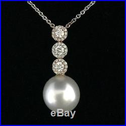 Pearl, Diamond & 18k White & Rose Gold Necklace Earring Set